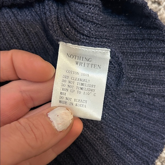 Nothing Written Ribbed Knit Henley Tank Navy Blue Sleeveless Stretch Cotton XS/S - Picture 4 of 5